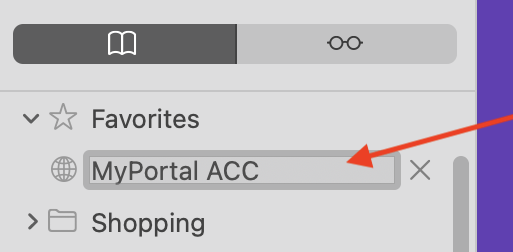 Safari Renamed Bookmark